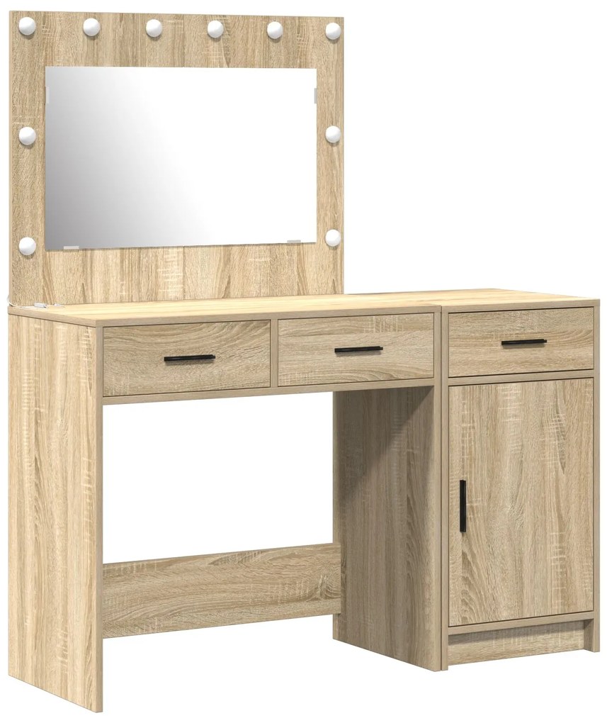 Set toeletta 2 pezzi con led in legno ingegnerizzato rovere sonoma