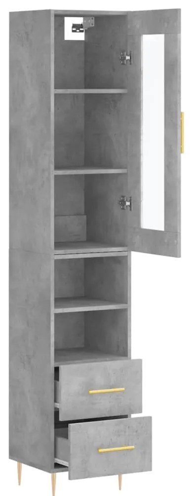 Credenza grigio cemento 34,5x34x180 cm in legno multistrato