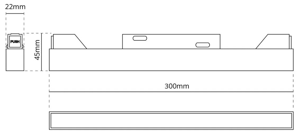 Faro LED Lineare 15W Magnetico 30cm CRI92 120° Nero 48V Colore Bianco Naturale 4.000K