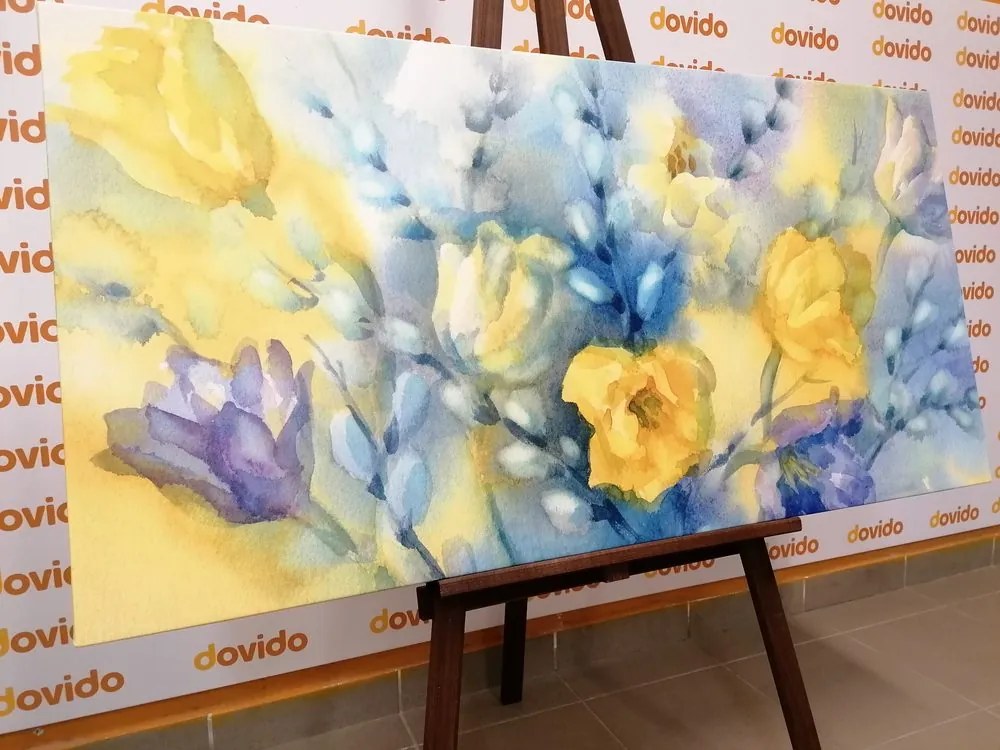 Stampa su tela – Tulipani gialli in acquerello