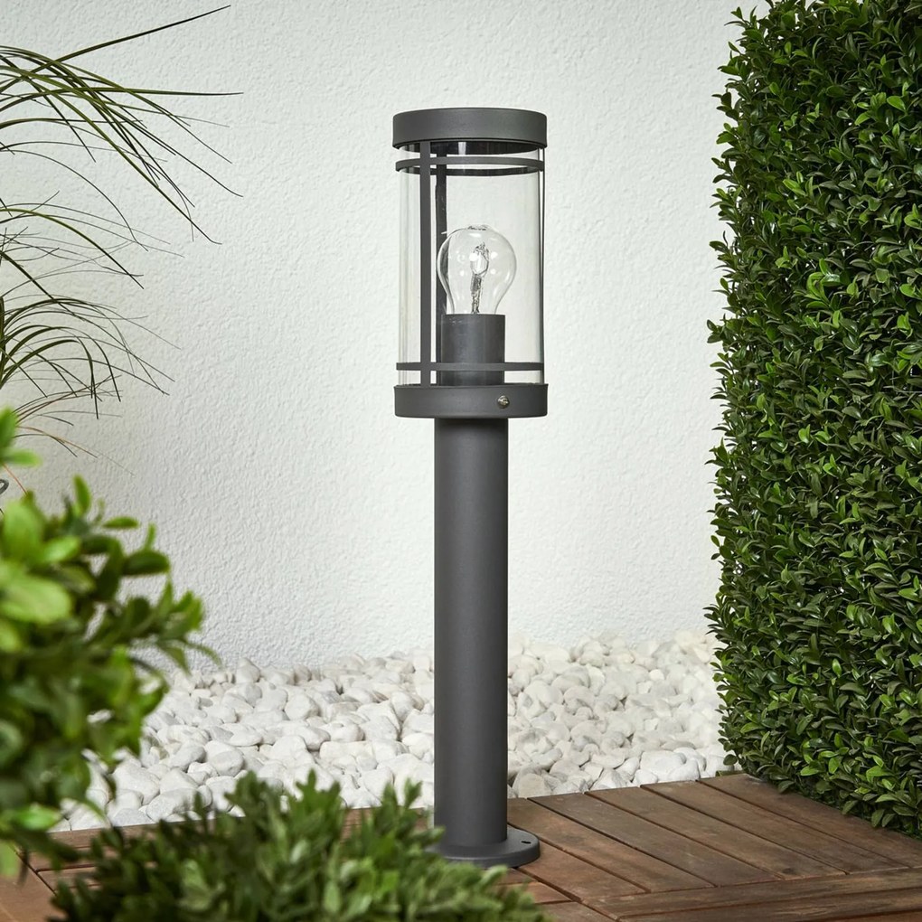 Lindby Lampada da terra Djori, 50 cm, antracite, acciaio inox, E27