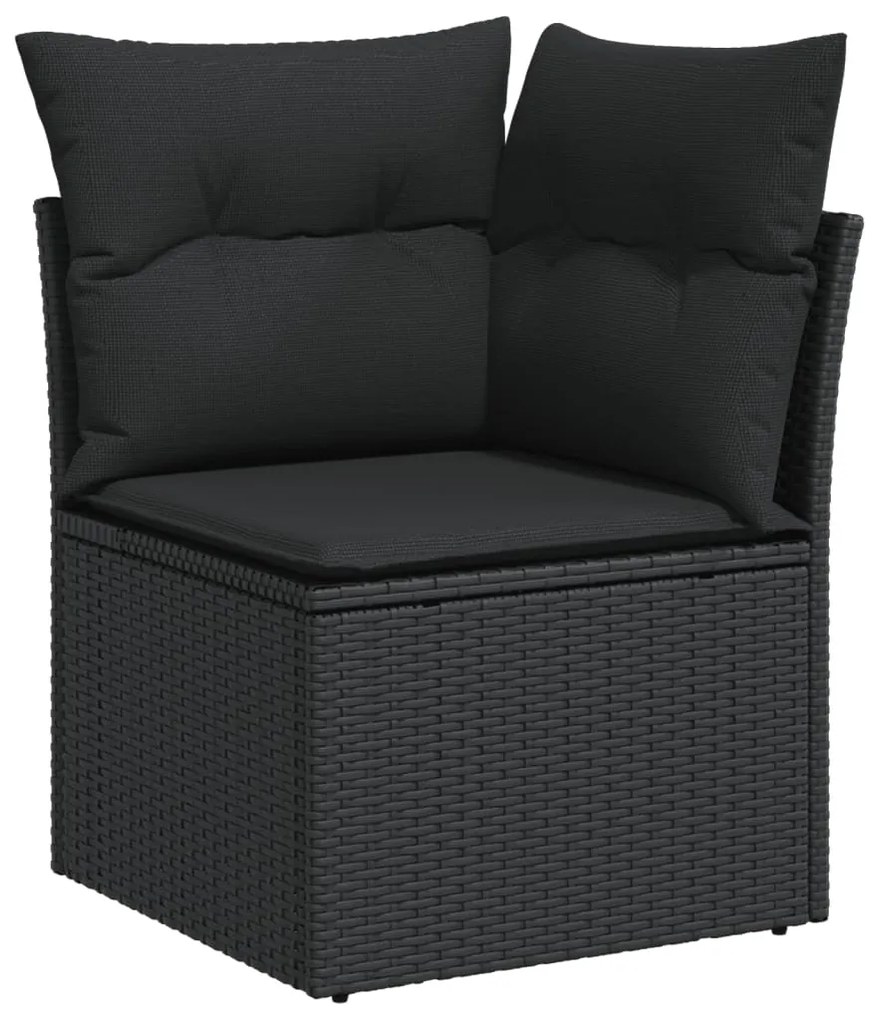 Set Divani da Giardino 5 pz con Cuscini in Polyrattan Nero