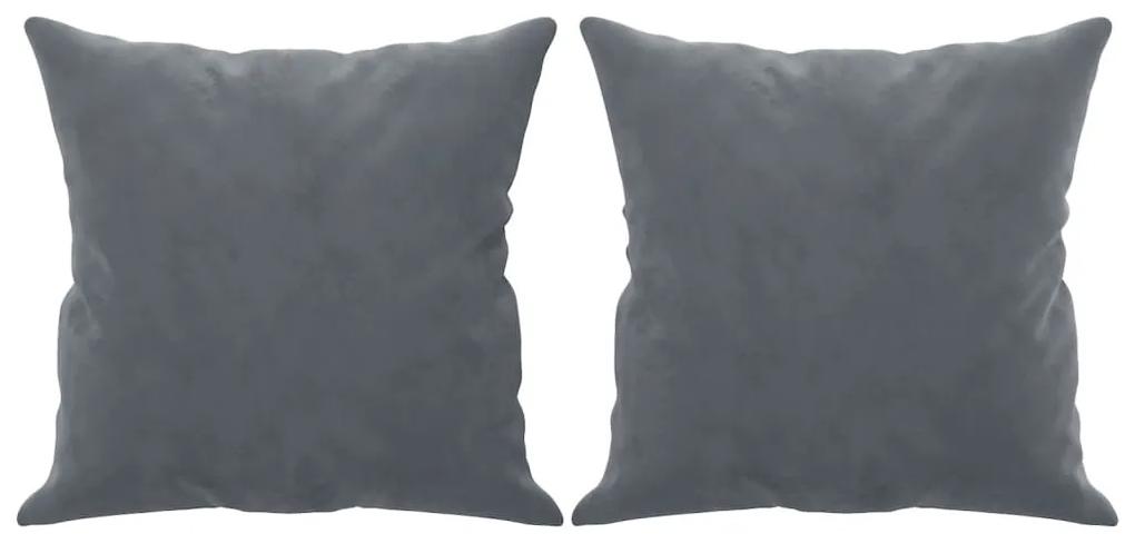 Divano a 2 posti con cuscini grigio scuro 140 cm in velluto