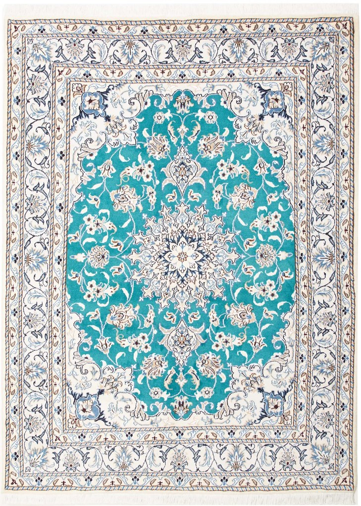 Nain Tappeto persiano 150x200 Verde (Iran) Annodato A Mano