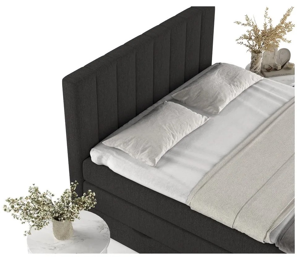 Letto boxspring nero con contenitore 140x200 cm Ruby - Maison de Rêve
