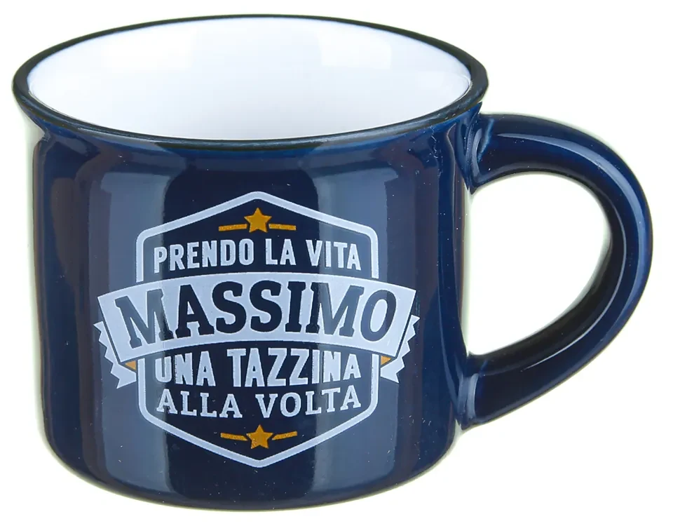 Tazza Da Caffè MIJOMA Con Manico A Revolver - Design Unico In Gres - 18x10 Cm - Lettera, Nero - 3