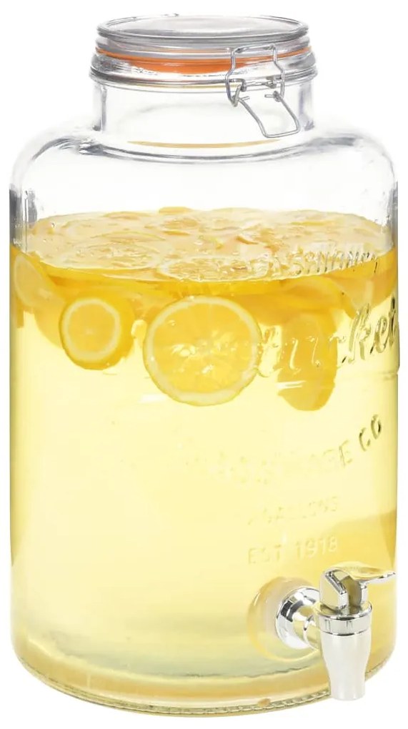 Distributore Dacqua Xxl Con Rubinetto Trasparente 8 L Vetro /