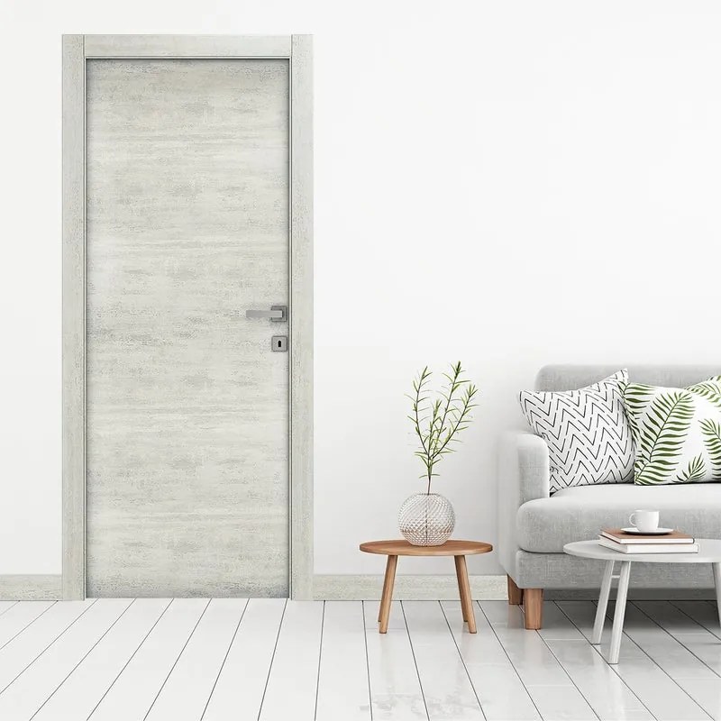 Porta battente coibentata Silent Beton rovere grigio L 70 x H 210 cm reversibile