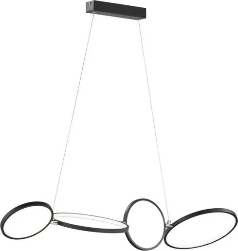 Lampadario LED moderno Rondo nero, luce calda 4600 lumen