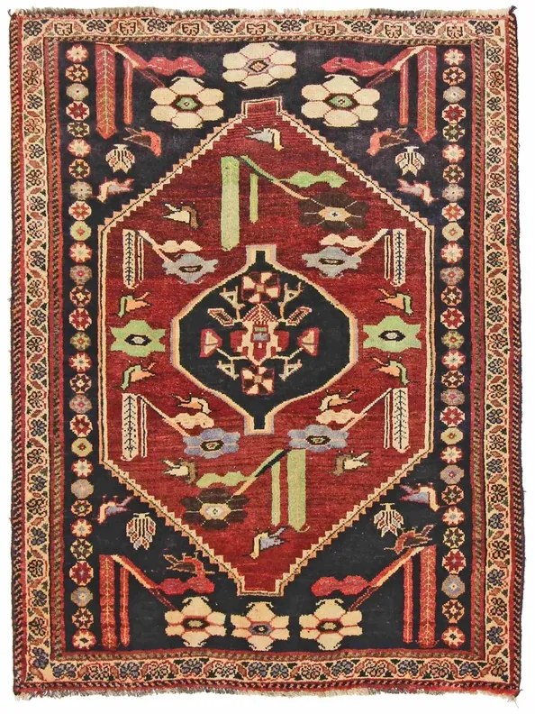 Gashghai Tappeto 150 x 110 Rosso (Iran) Annodato A Mano