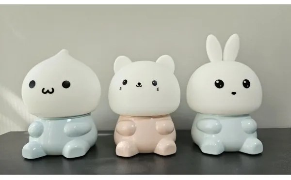 Lampada LED RGBW per bambini, touch, LED 1W 5V USB 1200 mAh con coniglio