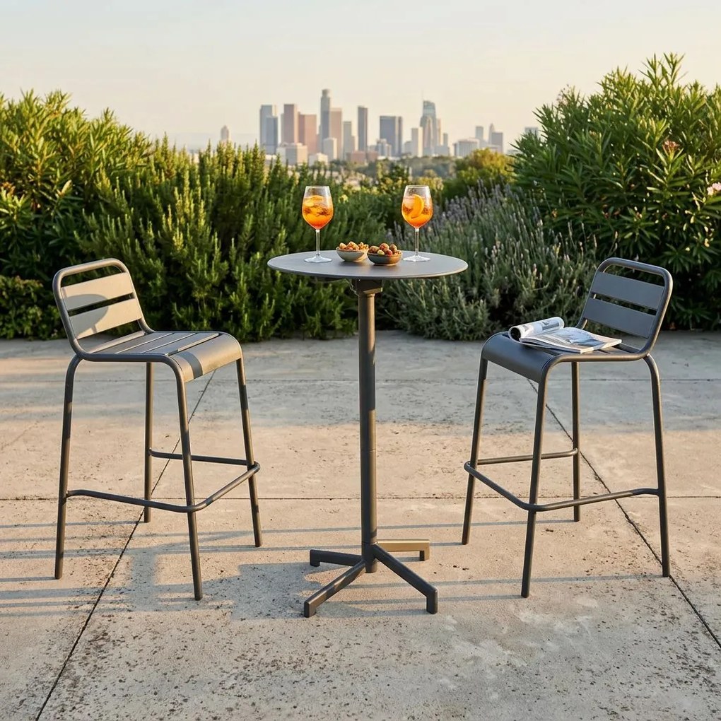 OPERA - set tavolo in metallo cm Ø 60 x 102 h con 2 sgabelle Opera
