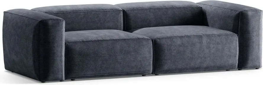 Divano blu polveroso con rivestimento in velluto a coste 264 cm Bergamo – Cosmopolitan Design