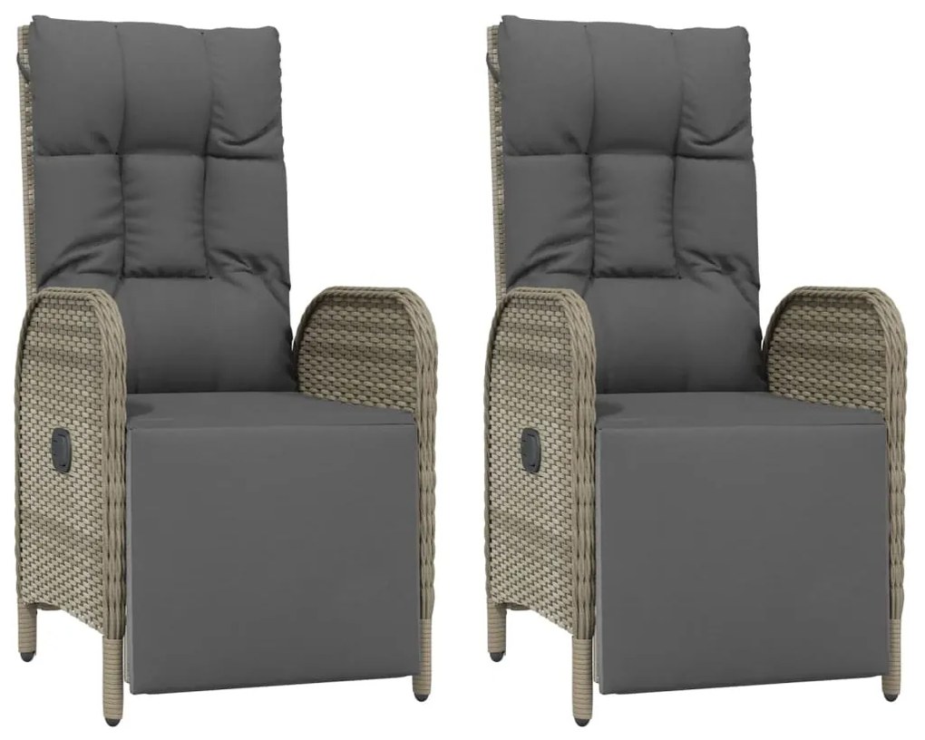 Set da pranzo da giardino 5 pz con cuscini in polyrattan grigio