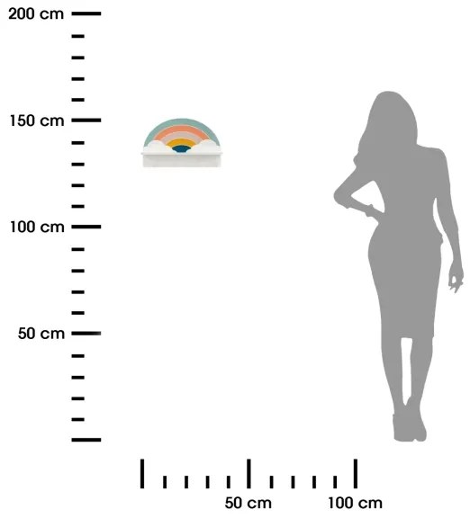 Mensola da parete per bambini con appendini arcobaleno/colorato
