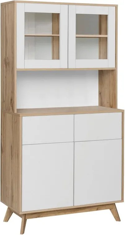Credenza bianca con effetto rovere naturale 84x165 cm Skandi - Støraa