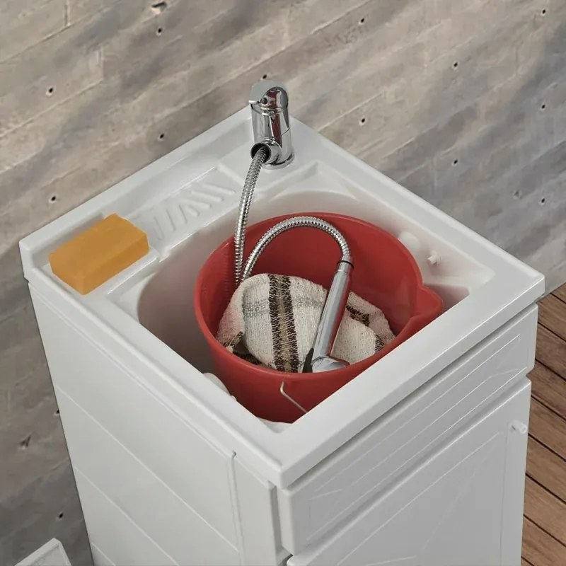 Mobile Lavatoio in Kit bianco 45x50 cm completo di asse lavapanni