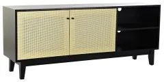 Mobile TV DKD Home Decor Nero Abete Rattan (160 x 65 x 38 cm)