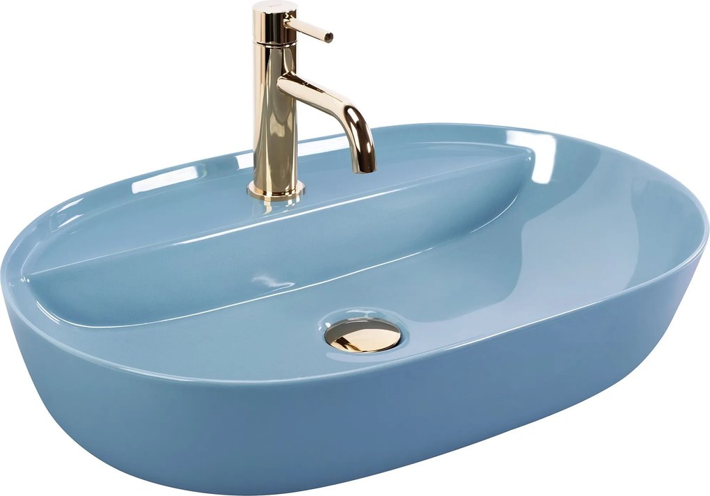 Lavabo da appoggio REA Aura 61 L.Blue Shiny