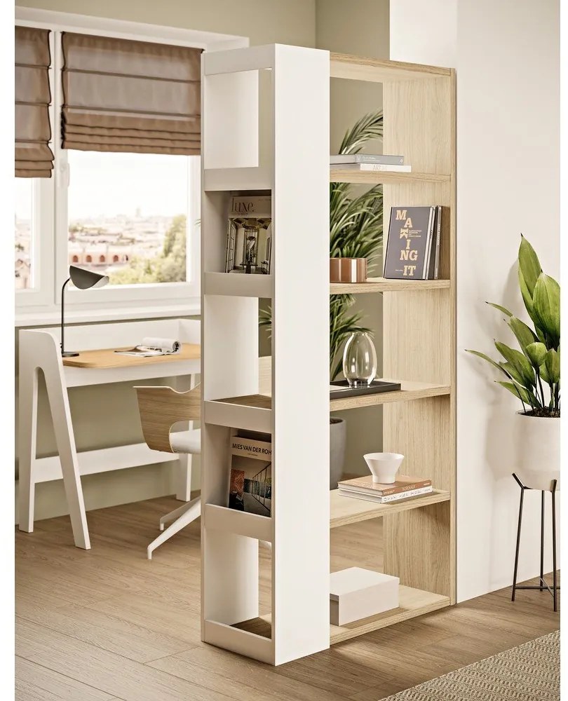 Libreria bianca in rovere 90x188 cm Ella - TemaHome
