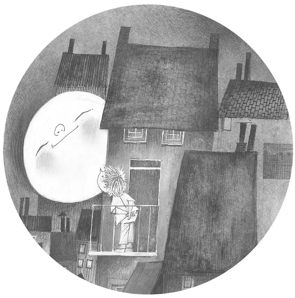 KEK Amsterdam Carta da parati panoramica Moonlight Circle - Schwarzweiß - Durchmesser 1,9m