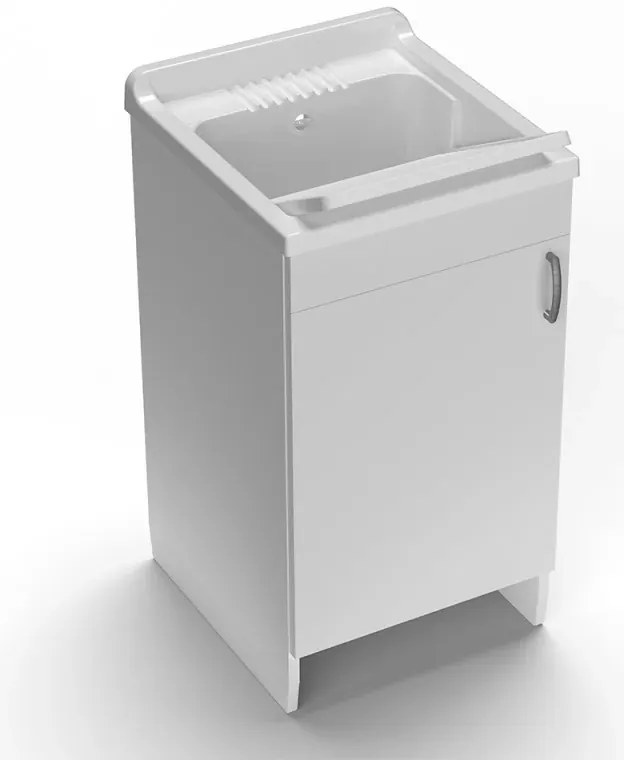 Mobile lavatoio 45x50 cm bianco in kit di montaggio con vasca e asse Ikaro