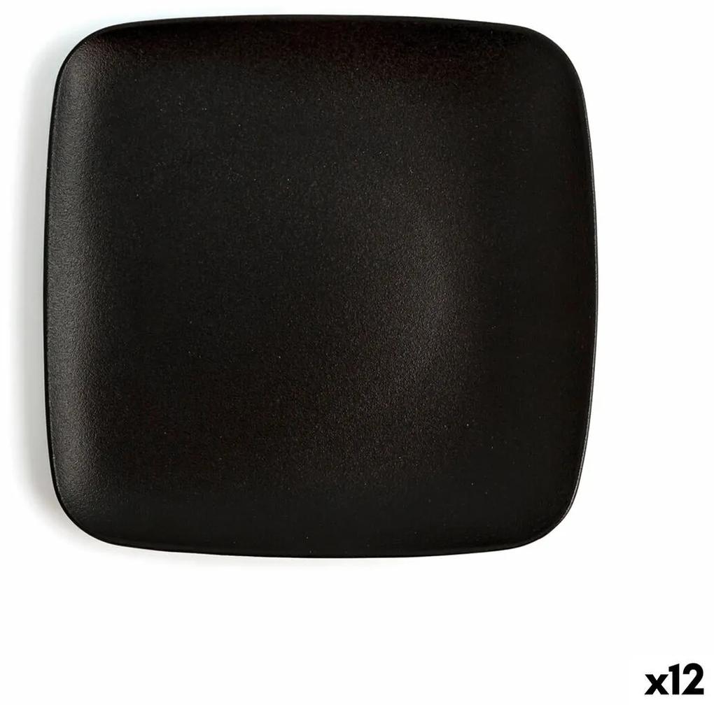 Piatto Piano Ariane Antracita Quadrato Ceramica Nero (20 cm) (12 Unità)