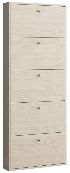 Scarpiera Slim olmo 5 ante L 73 x H 180 x P 15 cm 15 paia, beige
