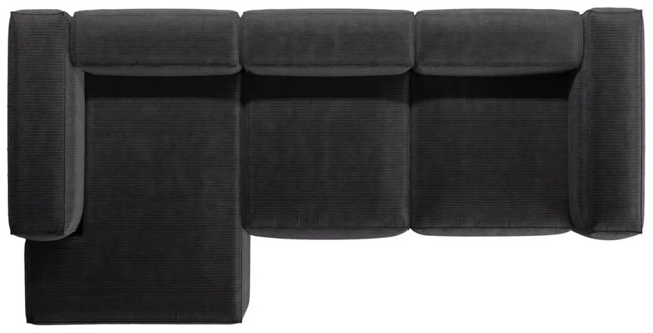 Divano angolare grigio scuro (con penisola a sinistra/con chaise lounge) con rivestimento in velluto a coste Bergamo – Cosmopolitan Design