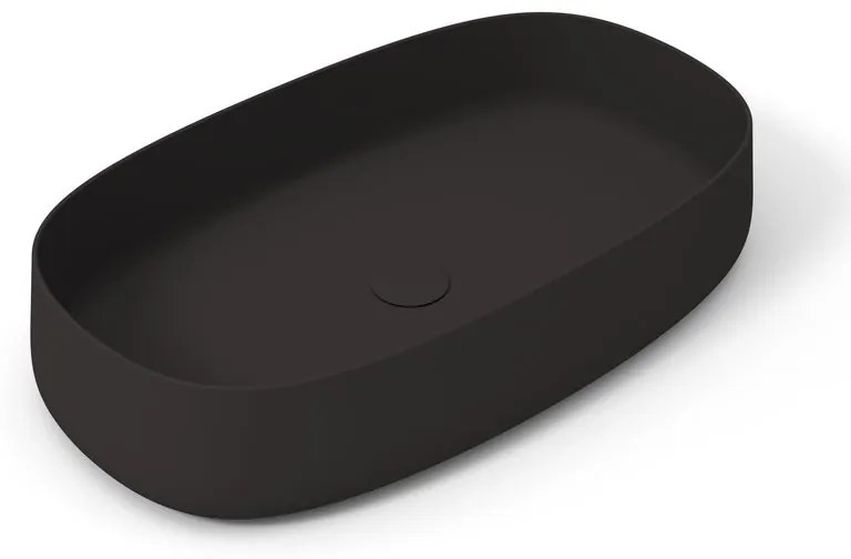 Lavabo da appoggio OLYMPIA CERAMICA ovale in ceramica L 70 x H 15 x P 40 cm nero piletta non inclusa