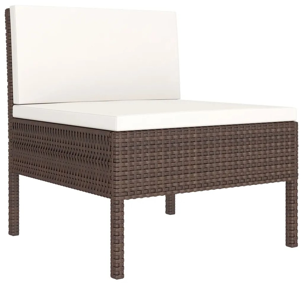 Set Divani da Giardino 14 pz con Cuscini in Polyrattan Marrone