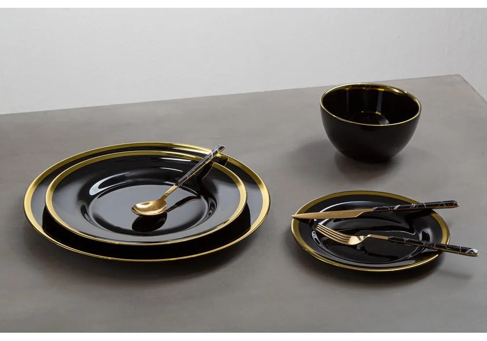 Posate in acciaio nero e oro 16 pezzi Avie - Premier Housewares