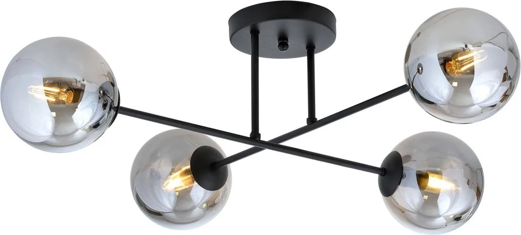 Lampadario da Soffitto in Acciaio ROMA 4 Nero 4xE14