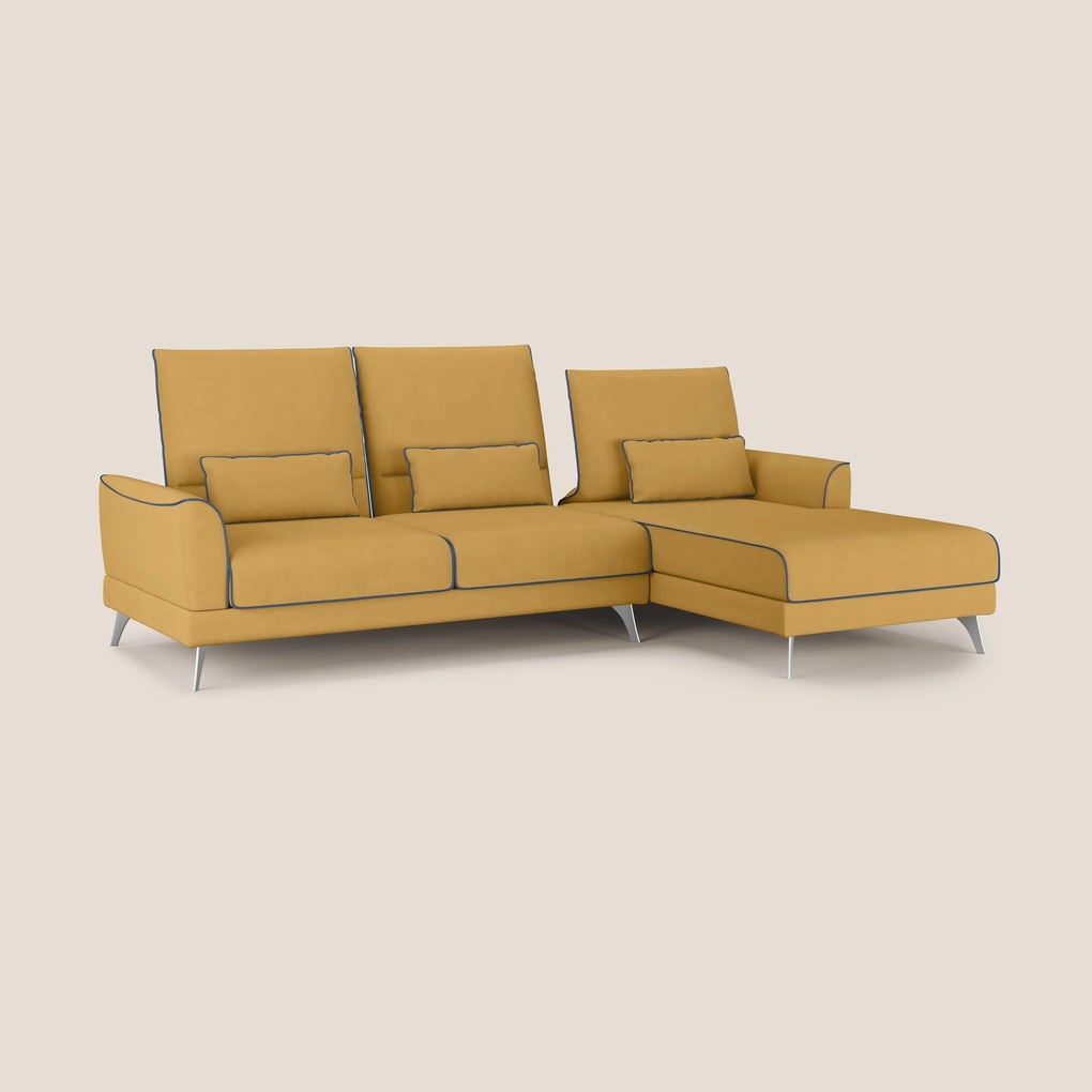 Tommy Divano angolare bicolore con relax e schienali traslanti in microfibra smacchiabile T11 giallo - blu