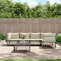 Set Divani da Giardino 6 pz con Cuscini Antracite in Polyrattancod mxl 76568