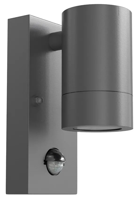 Applique cilindrica da Esterno IP65 GU10 con sensore Movimento - Nera