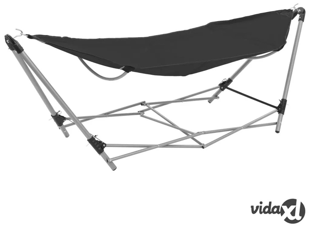 vidaXL Amaca con Supporto Pieghevole Nera