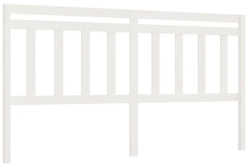 Testiera per letto bianca 206x4x100cm in legno massello di pino