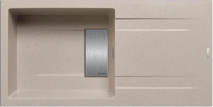 Lavello integrato 1 vasca in granito beige PYRAMIS Kartesio L 50 x L 100 cm, reversibile