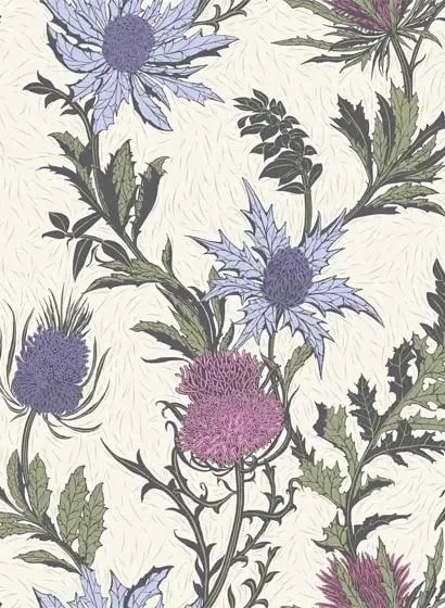 Cole & Son Carta da parati Thistle - Purple and White