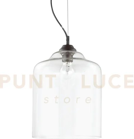 Bistro' lampadario a sospensione 1 luce attacco e27 trasparente d.24cm
