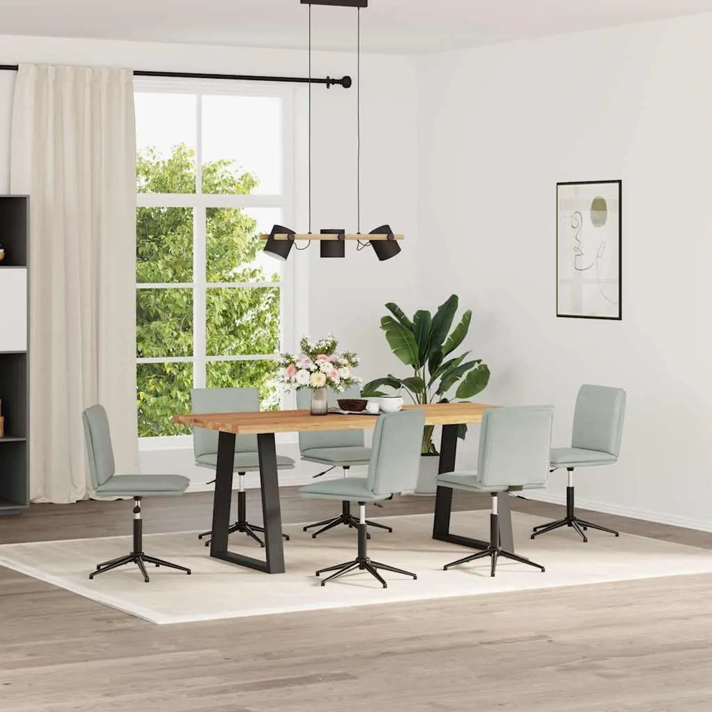 Sedie Da Pranzo 6 Pz Grigio Chiaro İn Velluto /