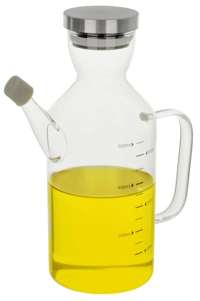 Oliera 500 ml in vetro borosilicato e tappo in acciaio inox