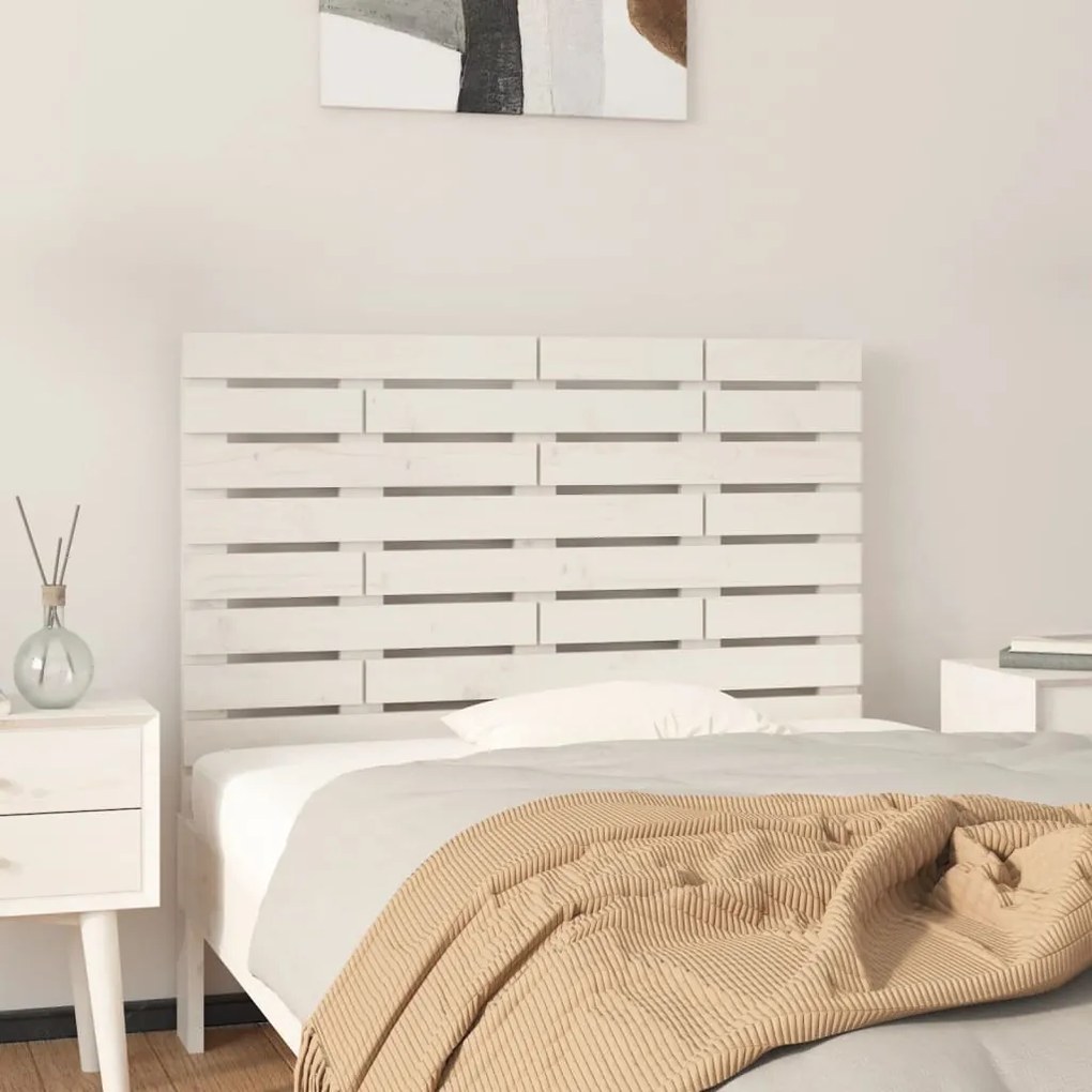 Testiera da parete bianca 81x3x63 cm in legno massello di pino