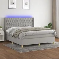 Letto a Molle Materasso e LED Grigio Chiaro 180x200 cm Tessuto 3139133