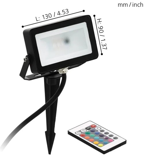 Eglo 98185 - Riflettore LED RGB FAEDO 4 LED/10W/230V + telecomando