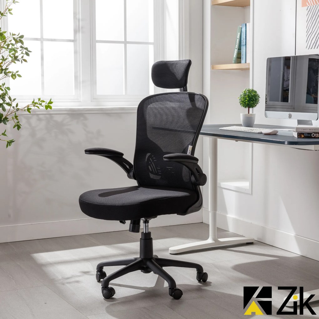 Sedia da Ufficio Ergonomica Nera Braccioli Reclinabili Supporto Lombare Poggiatesta