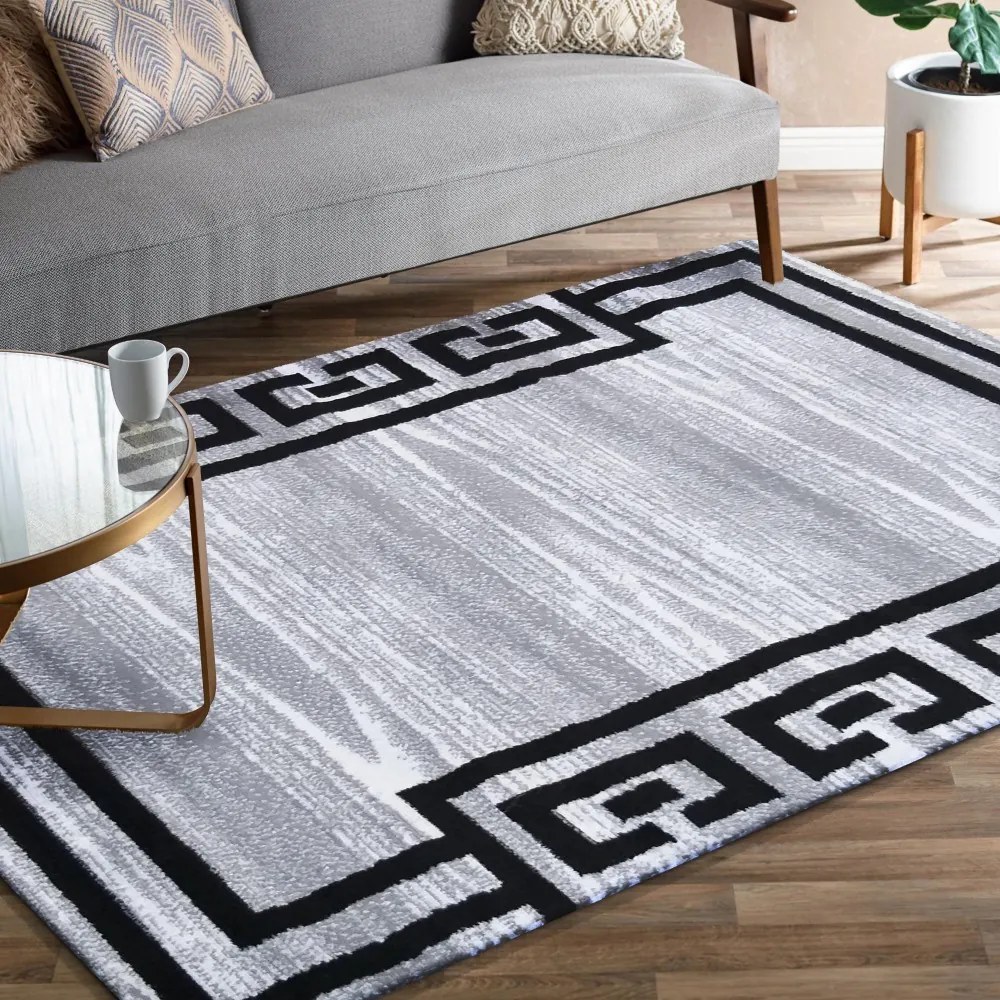 Elegante tappeto grigio-nero con un ornamento Larghezza: 160 cm | Lunghezza: 220 cm