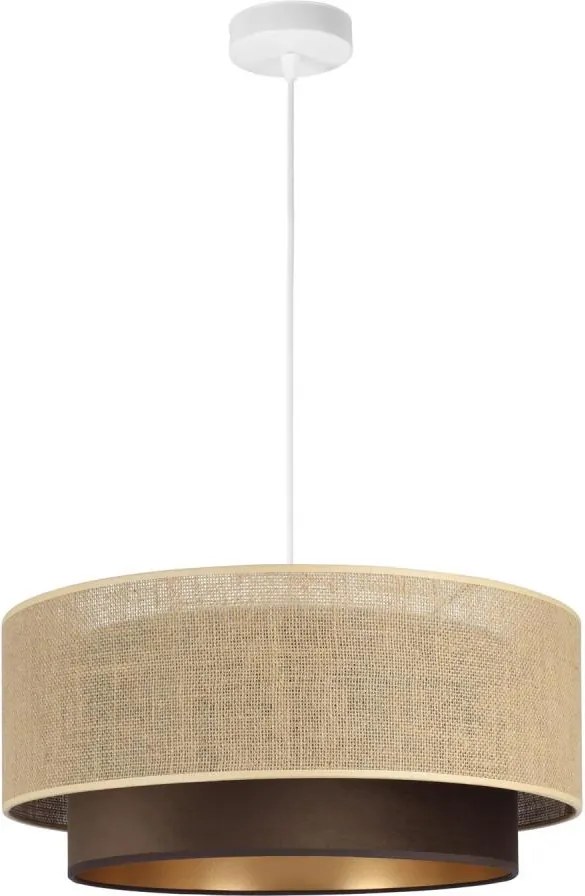 Lampadario a sospensione su cavo SARTA 1xE27/60W/230V Ø 45 cm marrone/iuta