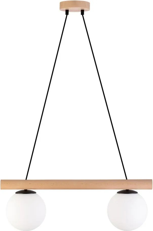 Lampada a sospensione con cavo WOODSTOCK 2xE27/15W/230V legno/nero